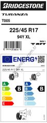 Bridgestone 225/45R17 94Y Xl Rft T005 * B-B-70 Yaz Oto Lastiği (Üretim Yılı: 2025)