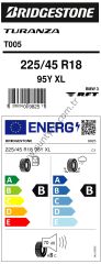 Bridgestone 225/45R18 95Y Xl Rft T005 * B-B-70 Yaz Oto Lastiği (Üretim Yılı: 2025)