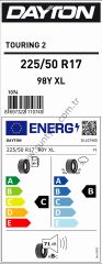 Dayton 225/50R17 98Y Xl Tourıng 2 C-B-71 Yaz Oto Lastiği (Üretim Yılı: 2025)