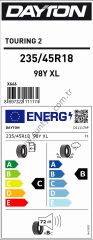 Dayton 235/45R18 98Y Xl Tourıng 2 C-B-72 Yaz Oto Lastiği (Üretim Yılı: 2025)