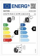 Dayton 215/75R16 C 116/114R Van C-B-71 Yaz Hafif Ticari Lastiği (Üretim Yılı: 2025)