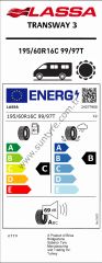 Lassa 195/60R16 C 99/97T Transway 3 C-B-69 Yaz Hafif Ticari Lastiği (Üretim Yılı: 2025)