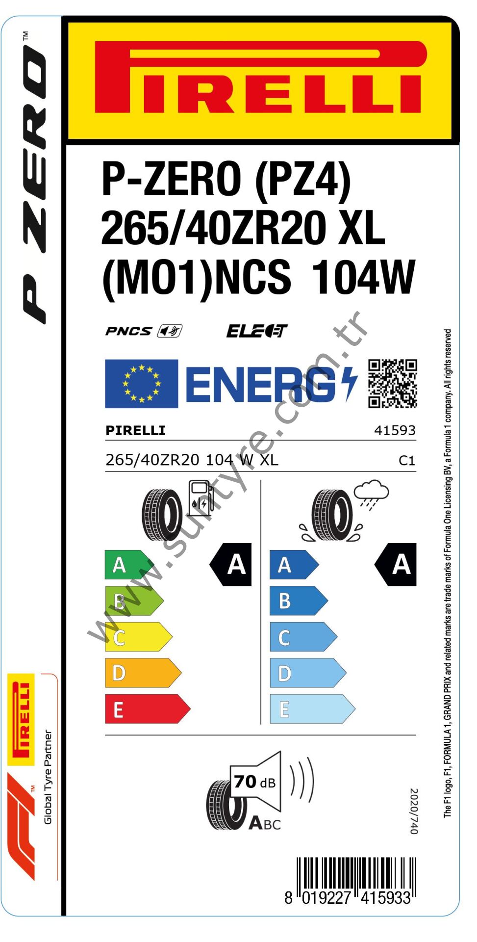 PRL.265/40R20 104W XL (MO1)NCS ELT P-ZERO (PZ4)(A-A-70) PIRELLI Lastiği (2023)