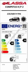 Lassa 235/50R19 99H Competus Hp/2 Elt B-A-69 Yaz Suv Lastiği (Üretim Yılı: 2025)