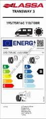 Lassa 195/75R16 C 110/108R Transway 3 C-B-69 Yaz Hafif Ticari Lastiği (Üretim Yılı: 2025)