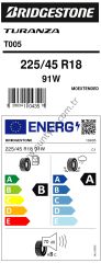 Bridgestone 225/45R18 91W Ext T005 B-A-70 Mo Yaz Oto Lastiği (Üretim Yılı: 2024)