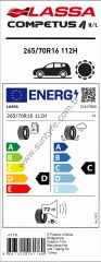 Lassa 265/70R16 112H Competus H/L M+S D-C-72 Yaz Suv Lastiği (Üretim Yılı: 2025)