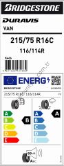 Bridgestone 215/75R16 C 116/114R Duravıs Van B-A-69 Yaz Hafif Ticari Lastiği (Üretim Yılı: 2025)