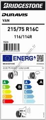 Bridgestone 215/75R16 C 116/114R Duravıs Van B-A-69 Yaz Hafif Ticari Lastiği (Üretim Yılı: 2025)