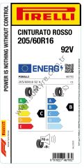 Pirelli 205/60R16 92V Cınturato Rosso C-B-70 Yaz Oto Lastiği (Üretim Yılı: 2025)