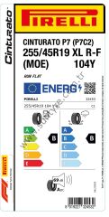 PRL.255/45R19 104Y XL R-F (MOE) CINTURATO P7 (P7C2) (B-B-69) (YAZ) PIRELLI LASTİK (2024)