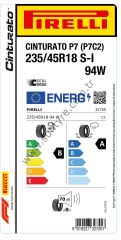 Pirelli 235/45R18 94W S-İ Cınturato P7 P7C2 B-A-70 Yaz Oto  Lastiği (Üretim Yılı: 2025)