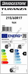 Bridgestone 215/60R17 96H Turanza 6 A-B-67 Yaz Suv Lastiği (Üretim Yılı: 2025)