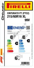 Pirelli 215/60R16 99V Xl Cınturato P7 P7C2 B-A-70 Yaz Oto Lastiği (Üretim Yılı: 2025)