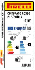 Pirelli 215/50R17 91W Cınturato Rosso C-B-70 Yaz Oto Lastiği (Üretim Yılı: 2025)