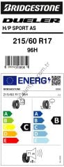 Bridgestone 215/60R17 96H Dueler H/P As Duster War C-B-71 Yaz Suv Lastiği (Üretim Yılı: 2025)