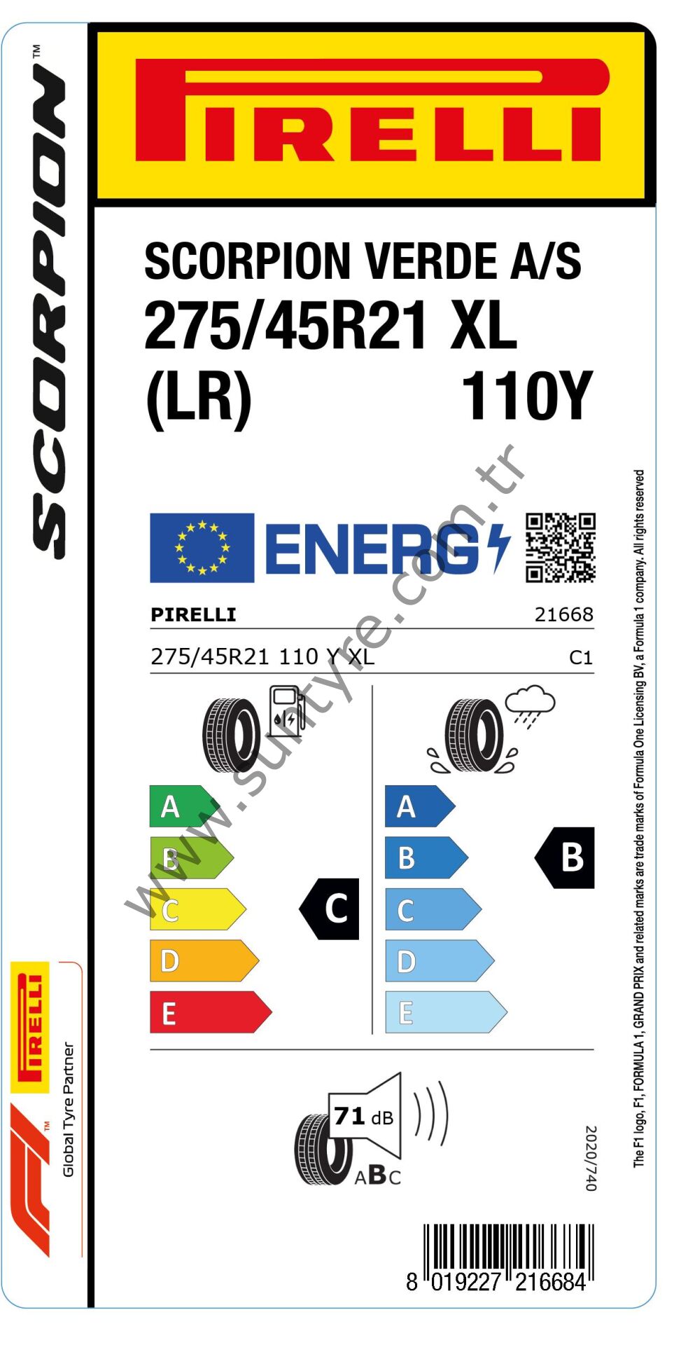 Pirelli 275/45R21 110Y Xl M+S Eco Scorpıon Verde All Season C-B-71 4 Mevsim Suv Lastiği (Üretim Yılı: 2024)
