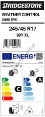 Bridgestone 245/45R17 99Y Xl A005 Evo C-A-71 4 Mevsim Oto Lastiği (Üretim Yılı: 2024)
