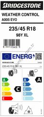 Bridgestone 235/45R18 98Y Xl A005 Evo C-A-71 4 Mevsim Oto Lastiği (Üretim Yılı: 2024)