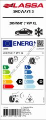 Lassa 205/55R17 95V XL Snoways 3 M+S D-D-70 Kış Oto Lastiği (Üretim Yılı: 2025)