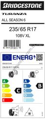 Bridgestone 235/65R17 108V Xl Turanza All Season 6 Enlıten C-B-70 4 Mevsim Suv Lastiği (Üretim Yılı: 2024)