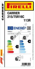 Pirelli 215/75R16 C 113R Carrıer C-A-70 Yaz Hafif Ticari Lastiği (Üretim Yılı: 2024)